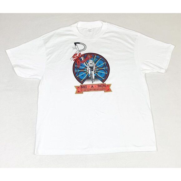 Vintage Saint Jude Bike-Athon T-Shirt XL White Bike Race Single Stitch - Picture 2 of 9